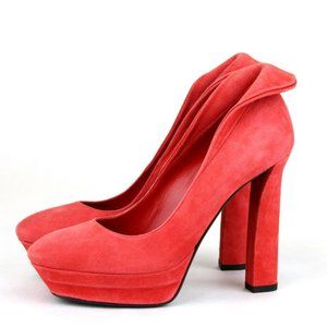 NIB Bottega Veneta Red Suede Platform Heel Pump size 40 EU/ 8-8.5 US